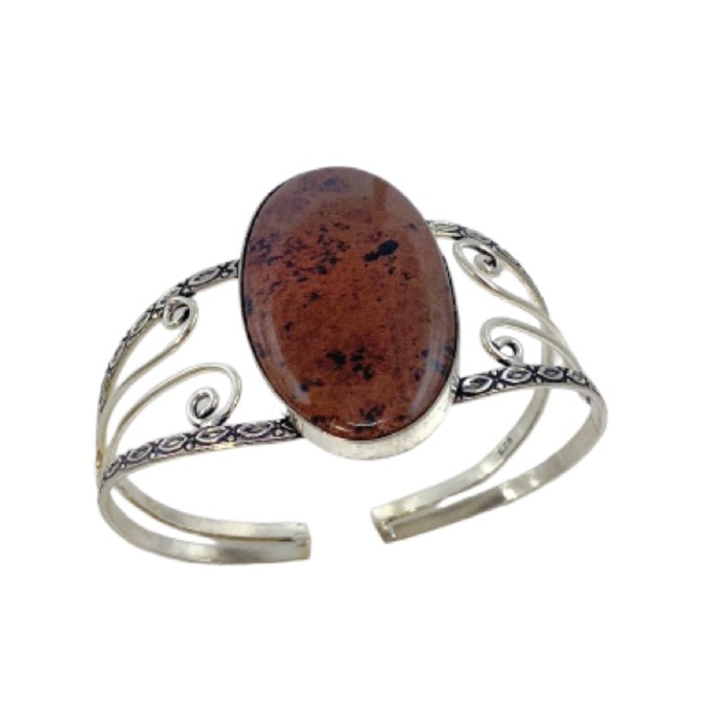 Mahogany Obsidian gemstone 925 sterling silver bracelet